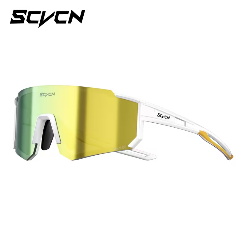 Lentes visor Dorado marco Blanco